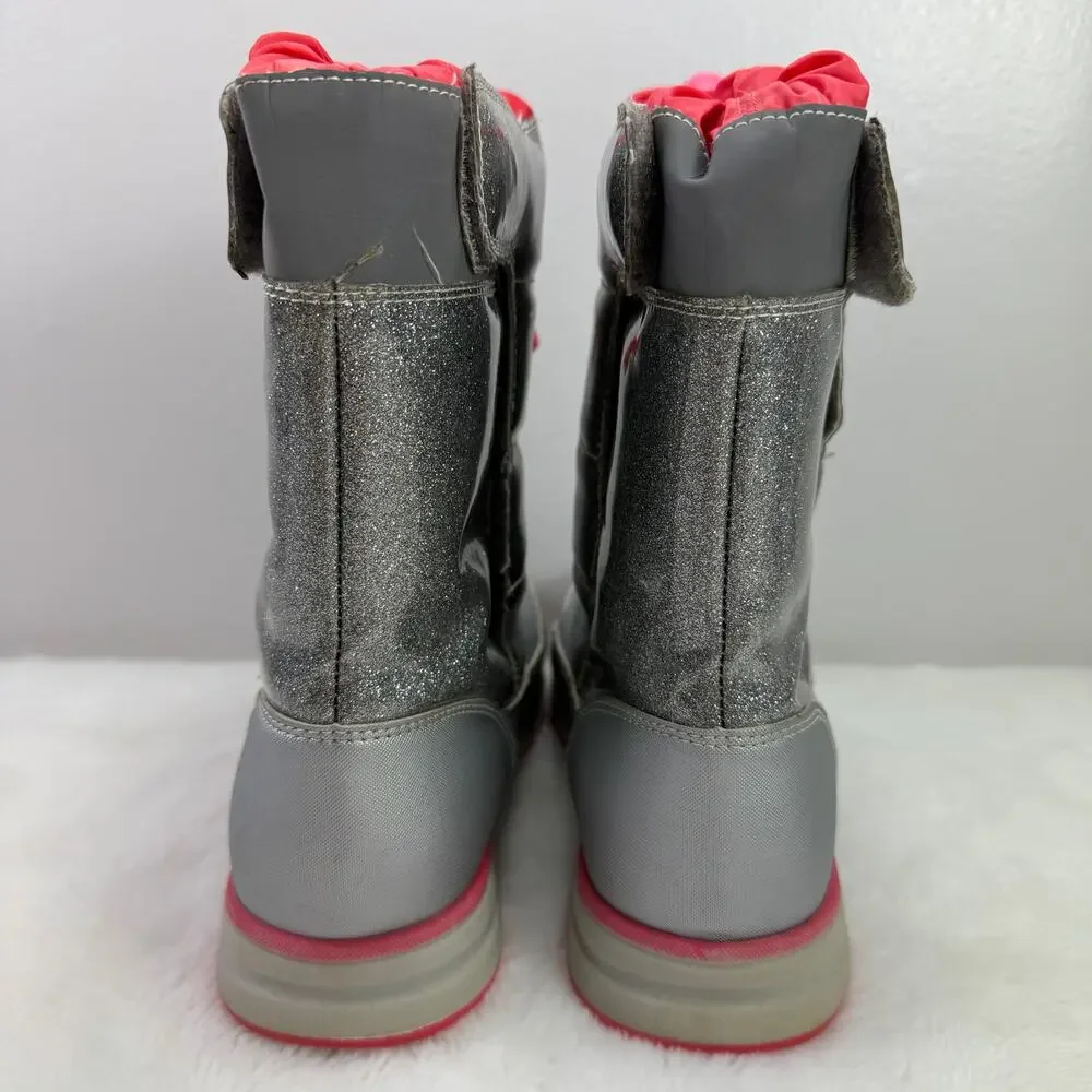 Lands’ End Girls’ Winter Snow Boots “Snow Flurry” Silver Glitter – Size 5 Youth